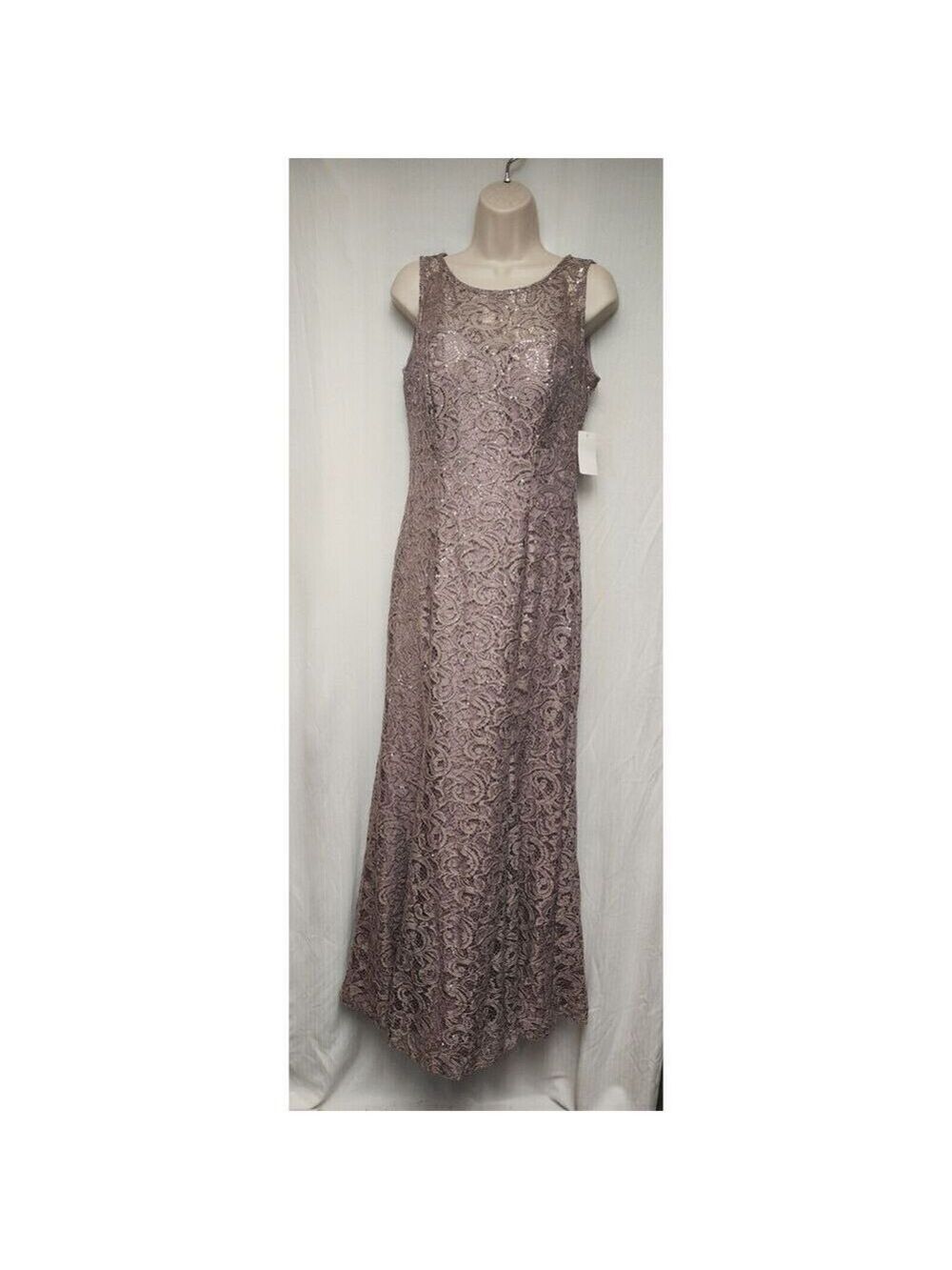 Davids Bridal IGNITE Evenings Sleeveless Sequin Lace Sheath Gown Dress Capelet 8 - Picture 3 of 11